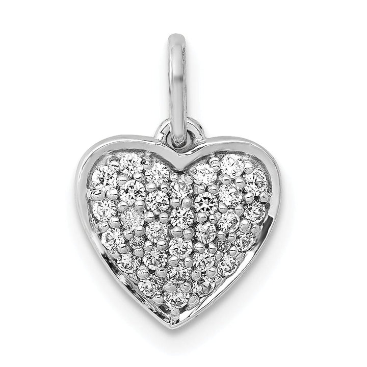 Lovely Rita's Pendants & Charms 14k White Gold Open Back Polished Finish 0.25-CT Diamond Heart Shape Design Charm Pendant