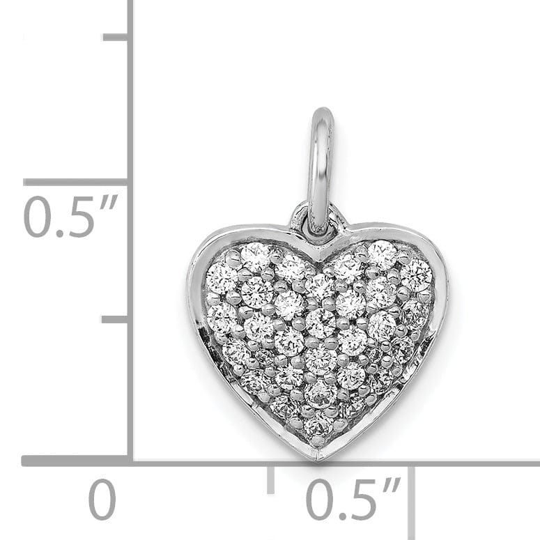 Lovely Rita's Pendants & Charms 14k White Gold Open Back Polished Finish 0.376-CT Diamond Heart Shape Design Charm Pendant