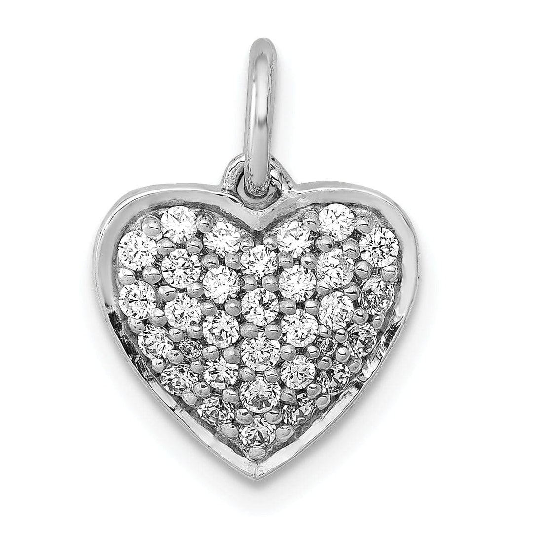 Lovely Rita's Pendants & Charms 14k White Gold Open Back Polished Finish 0.376-CT Diamond Heart Shape Design Charm Pendant