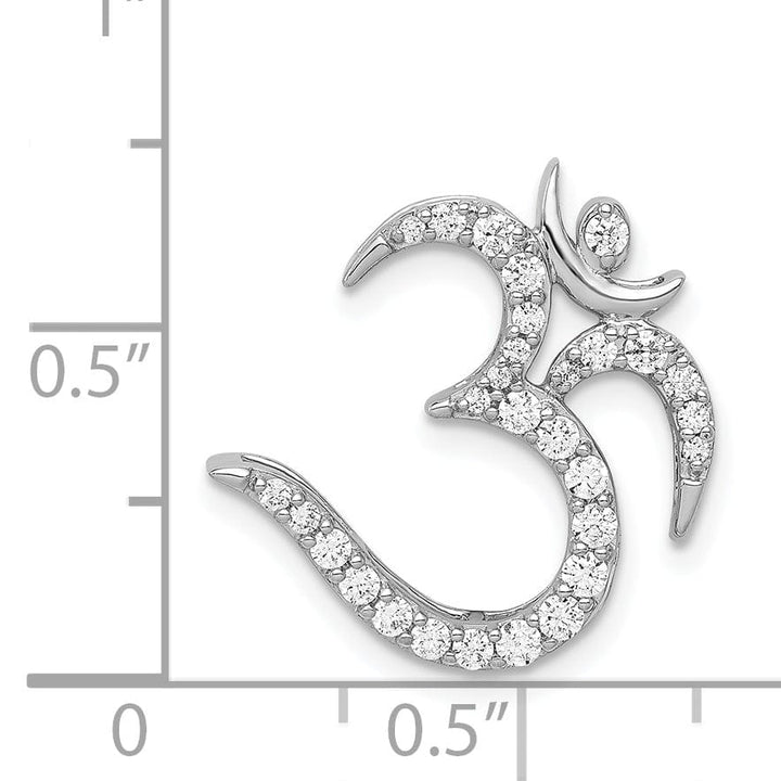 Lovely Rita's Pendants & Charms 14k White Gold Open Back Polished Finish 0.394-CT Diamond Om Symbol Design Chain Slide Pendant