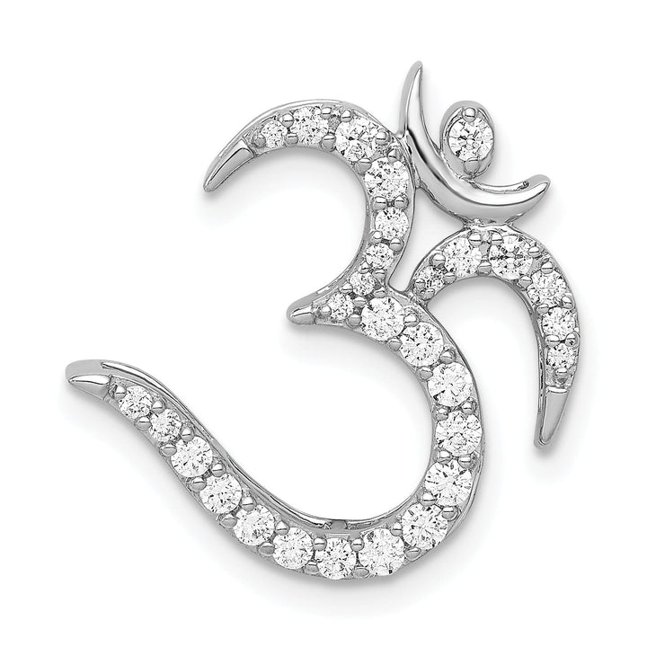 Lovely Rita's Pendants & Charms 14k White Gold Open Back Polished Finish 0.394-CT Diamond Om Symbol Design Chain Slide Pendant