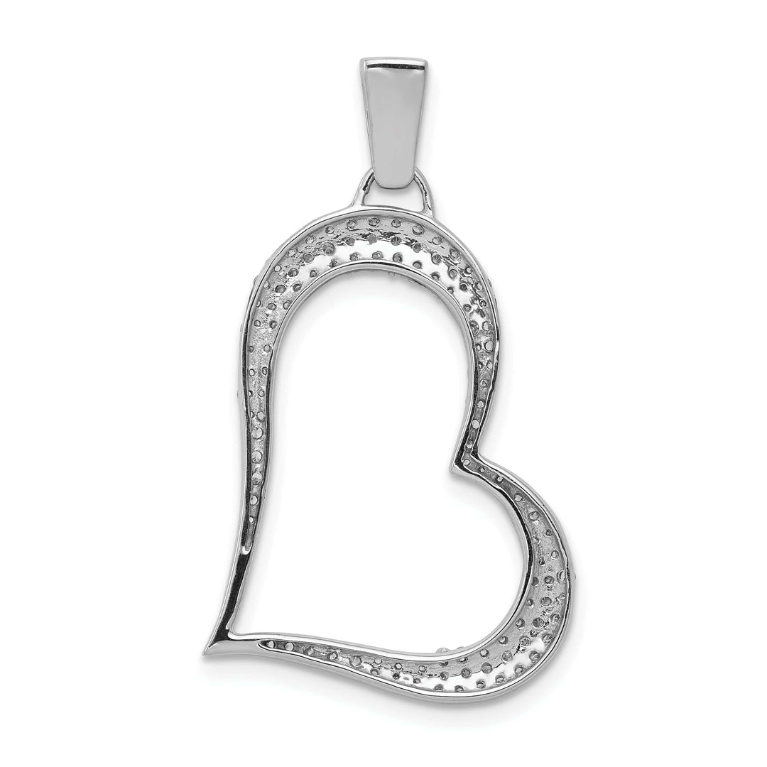 Lovely Rita's Pendants & Charms 14k White Gold Open Back Polished Finish 0.511-CT Diamond with Slanted Heart Fancy Design Charm Pendant