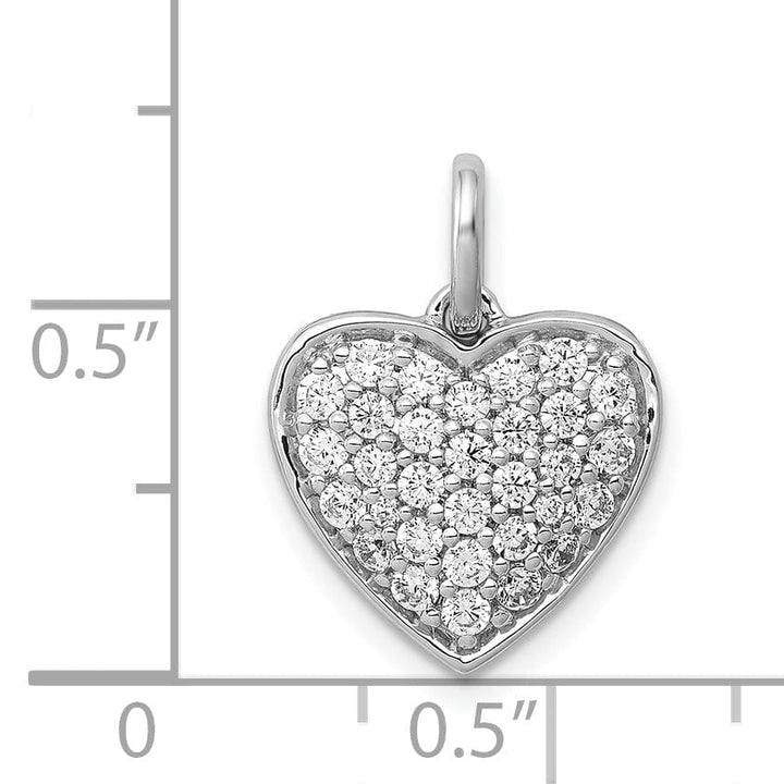 Lovely Rita's Pendants & Charms 14k White Gold Open Back Polished Finish 0.612-CT Diamond Heart Shape Design Charm Pendant