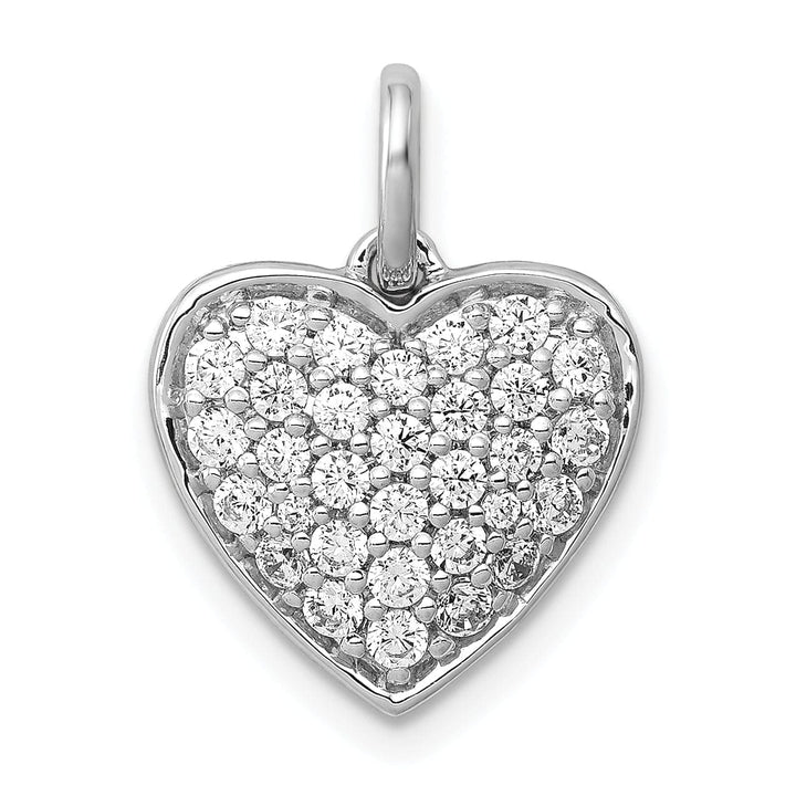 Lovely Rita's Pendants & Charms 14k White Gold Open Back Polished Finish 0.612-CT Diamond Heart Shape Design Charm Pendant