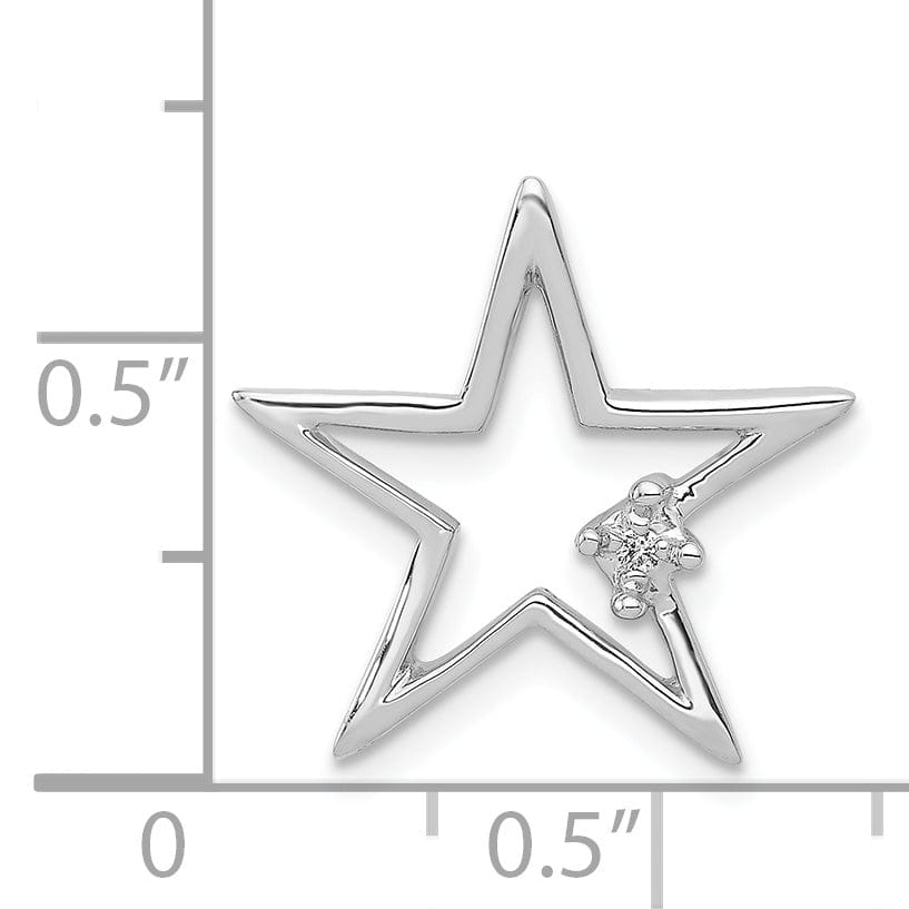 Lovely Rita's Pendants & Charms 14k White Gold Open Back Polished Finish .01ct. Diamond Star Chain Slide Pendant Will not fit omega chains