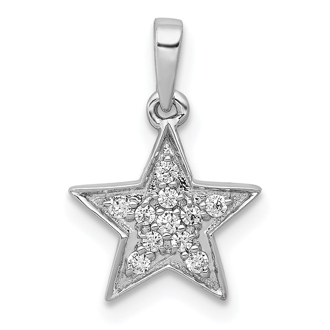 Lovely Rita's Pendants & Charms 14k White Gold Open Back Polished Finish 1/10ct. Diamond Star Design Charm Pendant