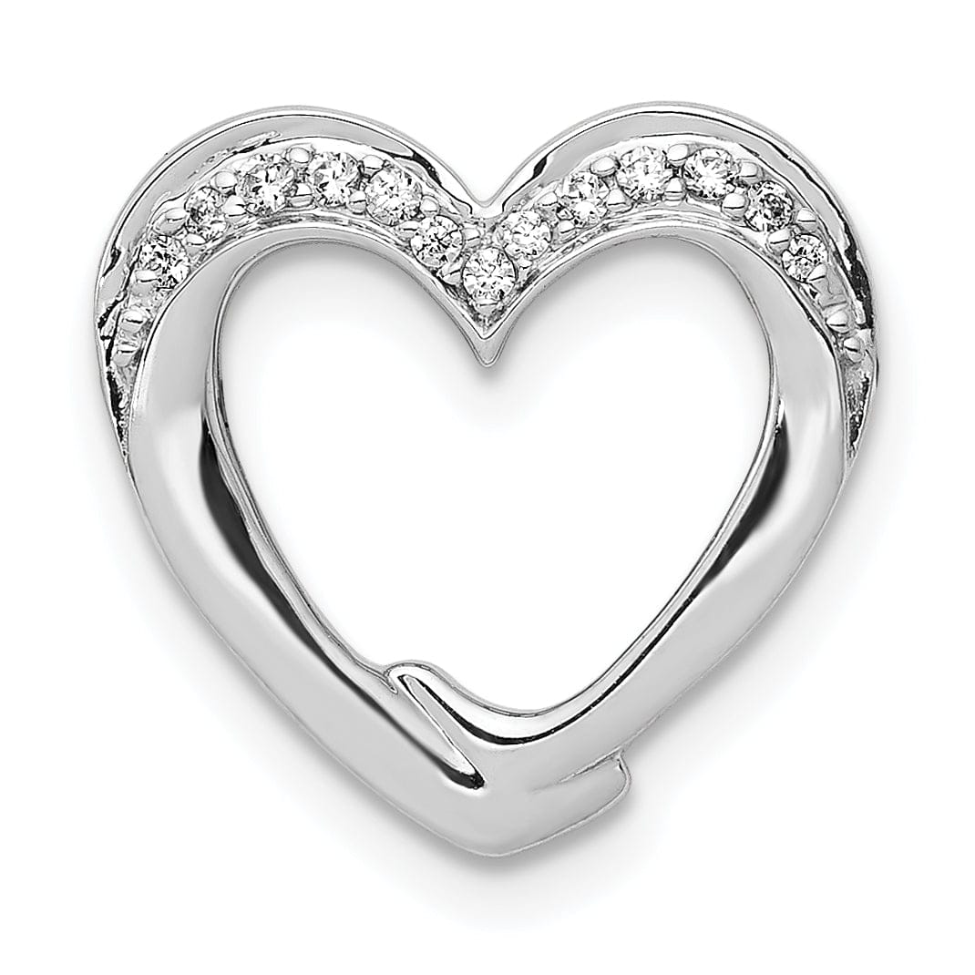 Lovely Rita's Pendants & Charms 14k White Gold Open Back Polished Finish 1/15-CT Diamond Heart Chain Slide Pendant will not fit Omega Chain