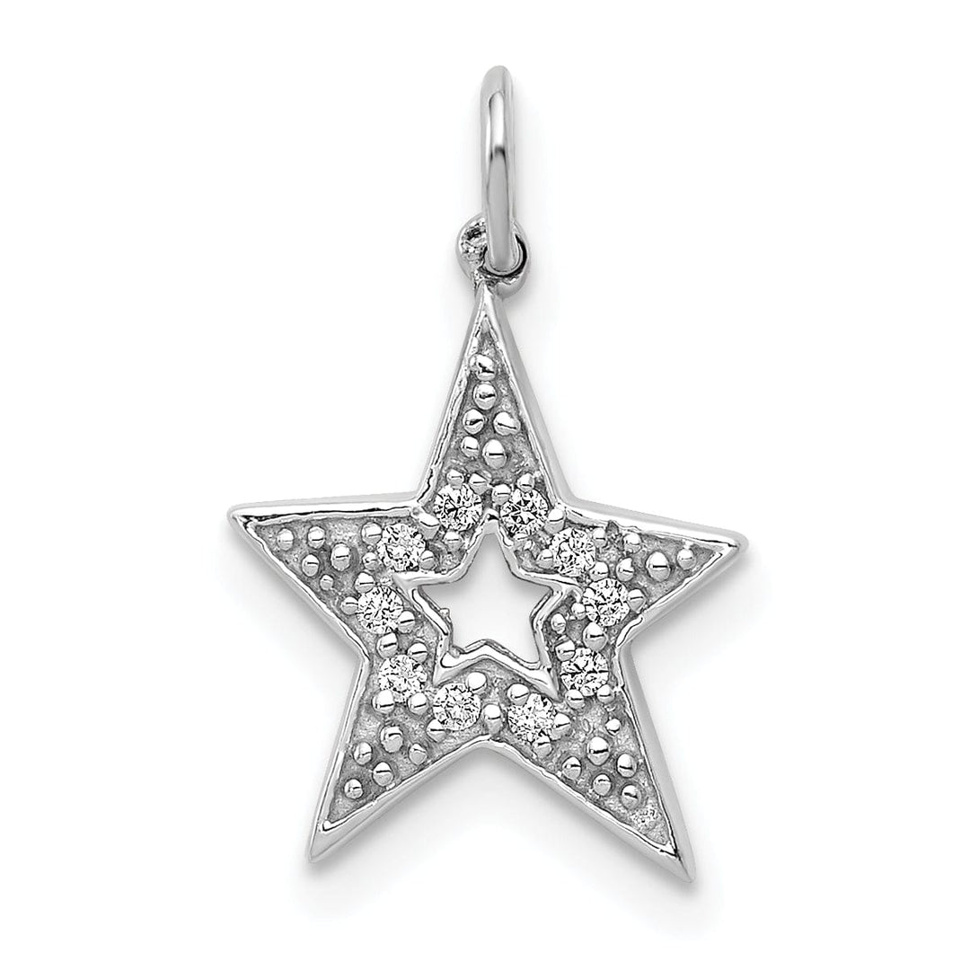Lovely Rita's Pendants & Charms 14k White Gold Open Back Polished Finish 1/20ct. Diamond Star Design Charm Pendant