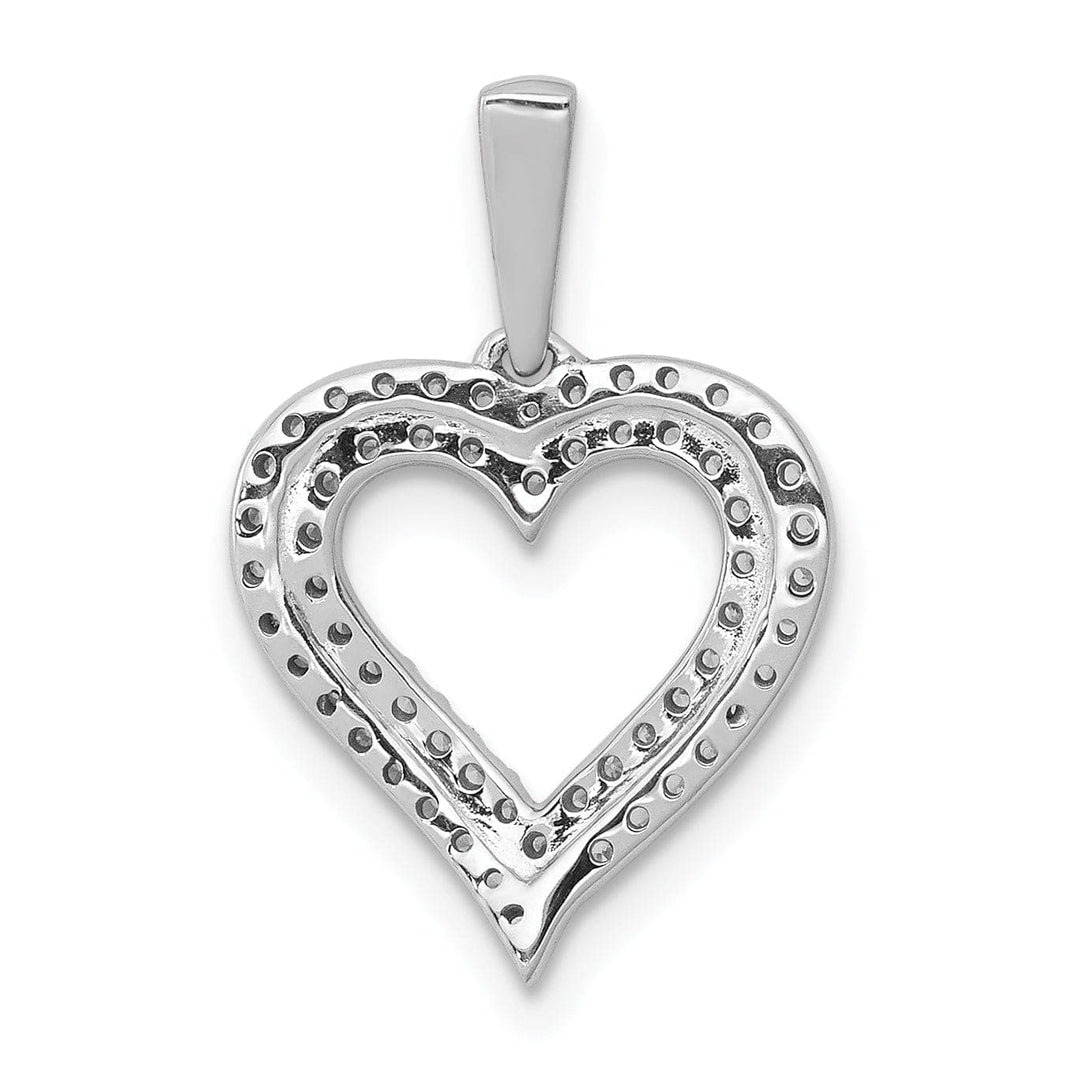 Lovely Rita's Pendants & Charms 14k White Gold Open Back Polished Finish 1/4ct Round Diamond 2-Row Design Heart Charm Pendant