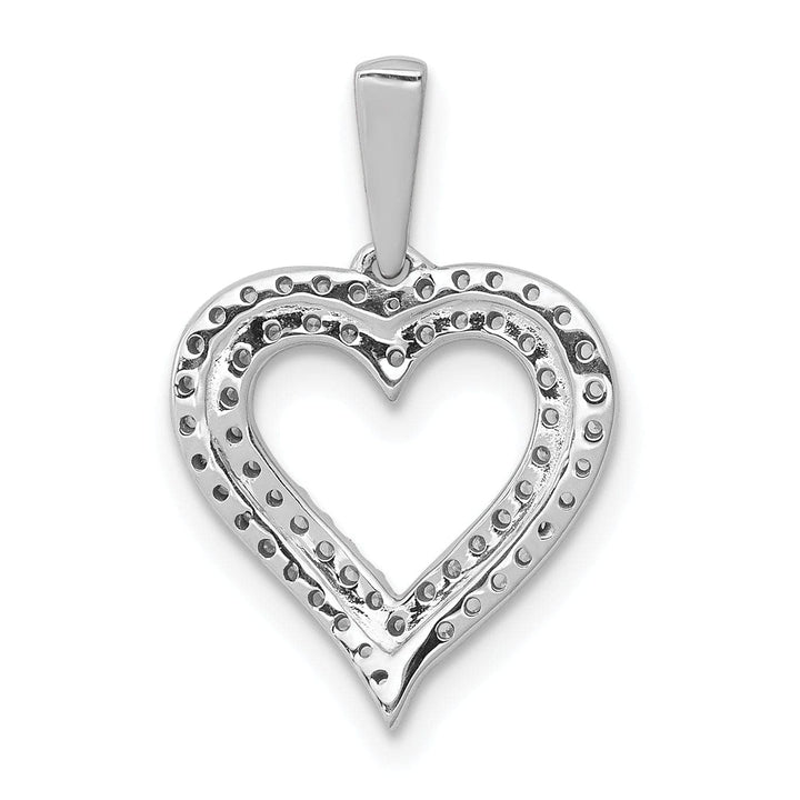 Lovely Rita's Pendants & Charms 14k White Gold Open Back Polished Finish 1/4ct Round Diamond 2-Row Design Heart Charm Pendant