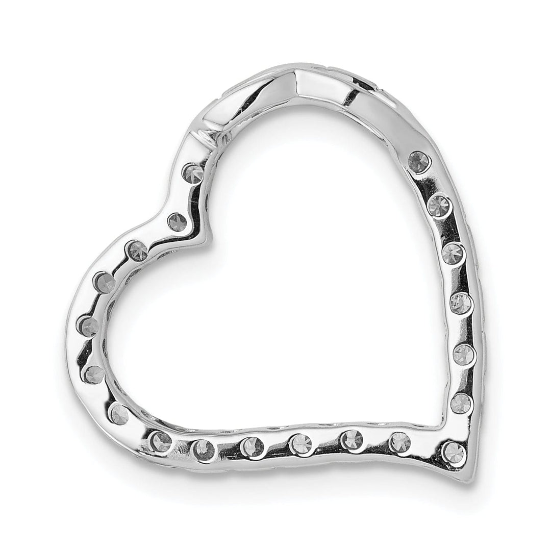 Lovely Rita's Pendants & Charms 14k White Gold Open Back Polished Finish 1/5ct Diamond Curved Shape Heart Design Chain Slide Pendant will not fit omega chain