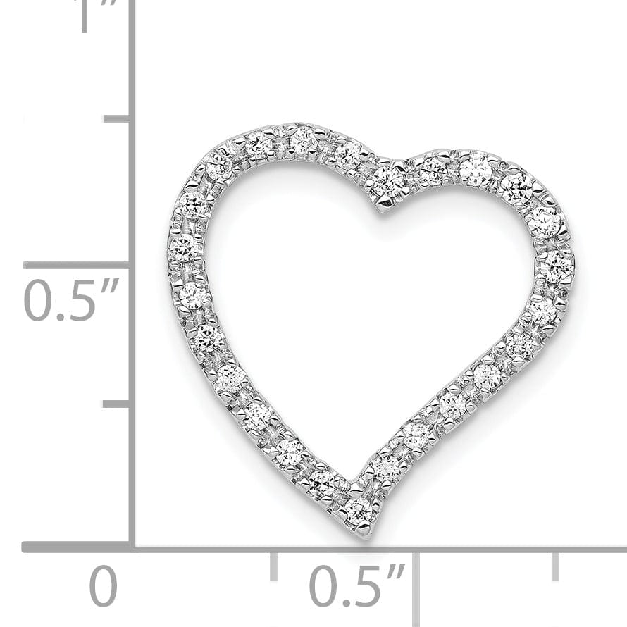Lovely Rita's Pendants & Charms 14k White Gold Open Back Polished Finish 1/5ct Diamond Curved Shape Heart Design Chain Slide Pendant will not fit omega chain