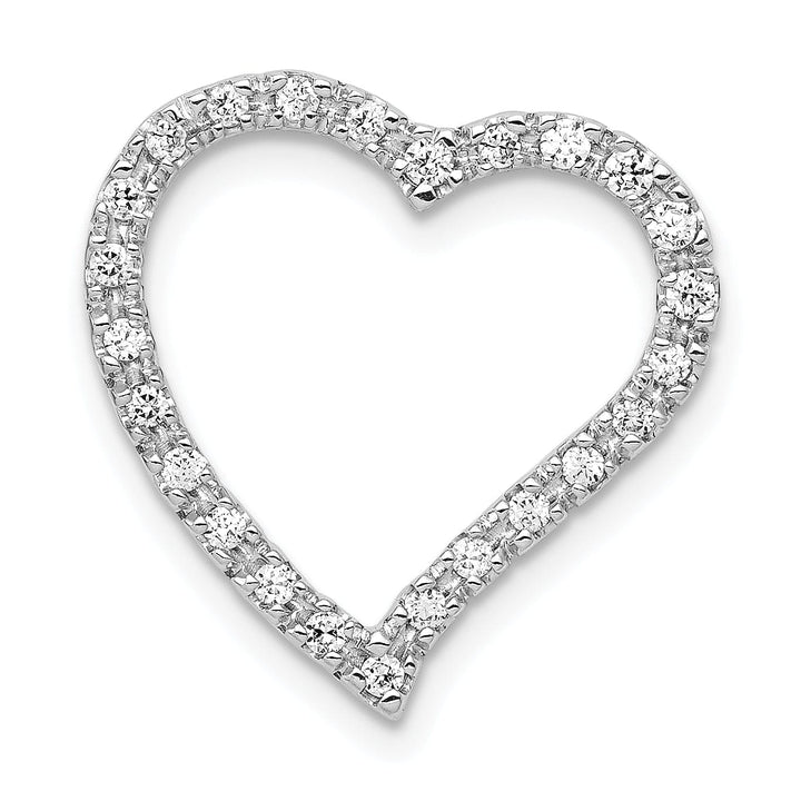 Lovely Rita's Pendants & Charms 14k White Gold Open Back Polished Finish 1/5ct Diamond Curved Shape Heart Design Chain Slide Pendant will not fit omega chain