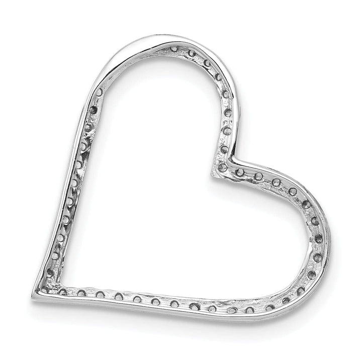 Lovely Rita's Pendants & Charms 14k White Gold Open Back Polished Finish 1/6ct Round Diamond Slanted Heart Design Chain Slide Pendant will not fit omega chain