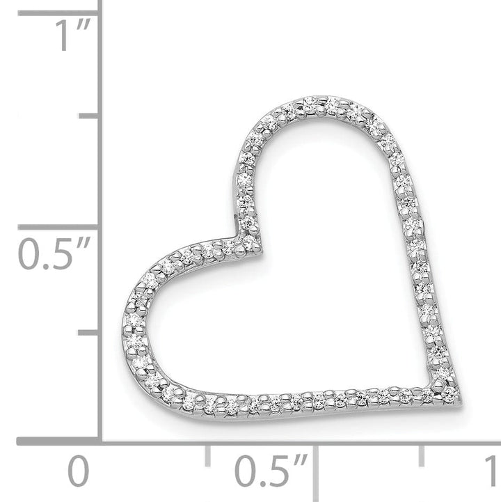 Lovely Rita's Pendants & Charms 14k White Gold Open Back Polished Finish 1/6ct Round Diamond Slanted Heart Design Chain Slide Pendant will not fit omega chain