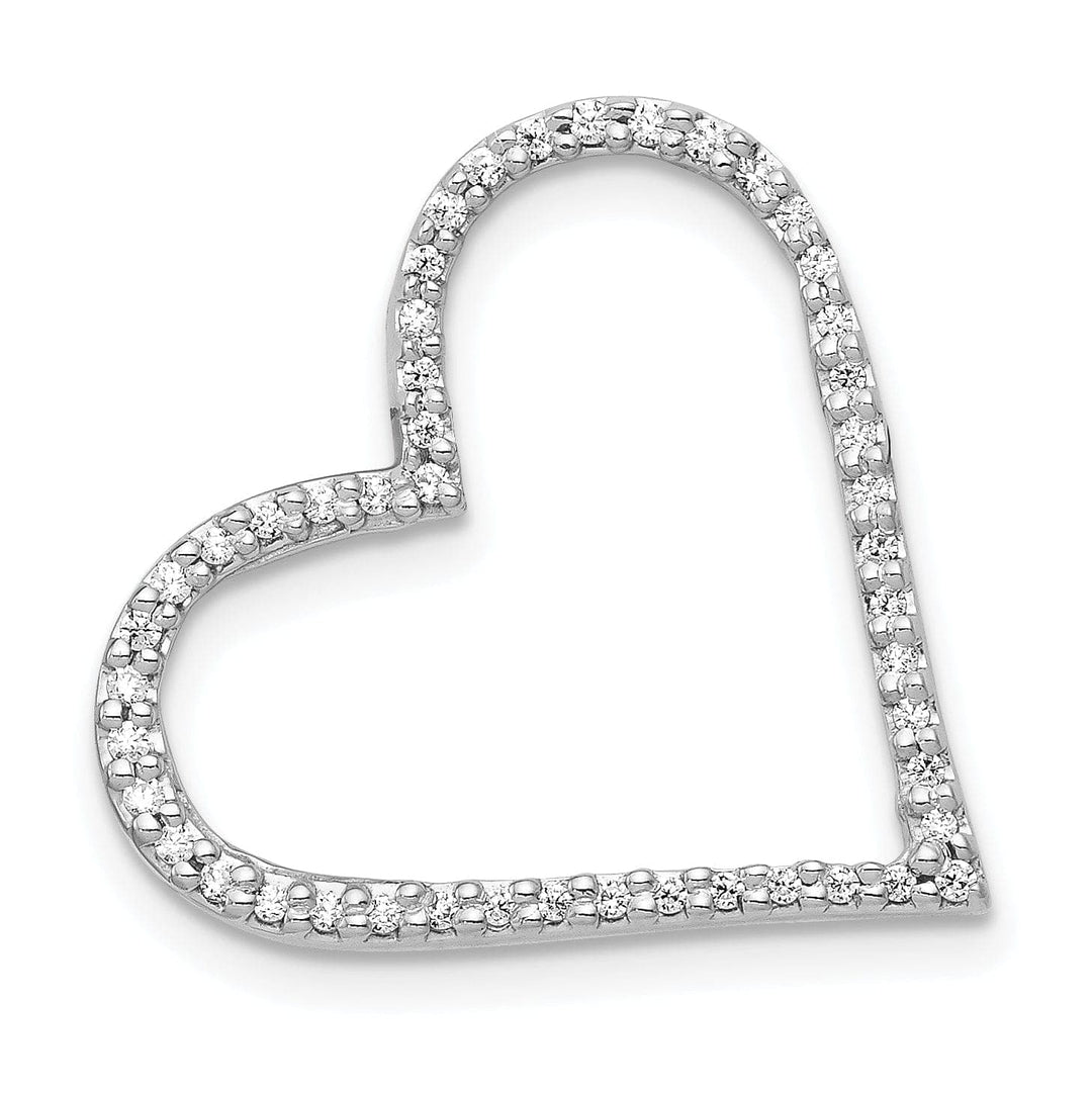 Lovely Rita's Pendants & Charms 14k White Gold Open Back Polished Finish 1/6ct Round Diamond Slanted Heart Design Chain Slide Pendant will not fit omega chain