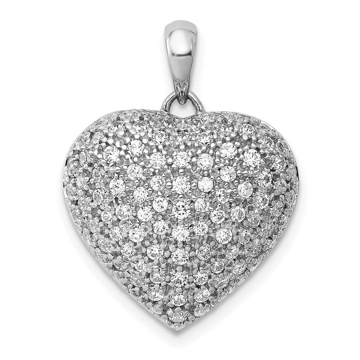 Lovely Rita's Pendants & Charms 14k White Gold Open Back Polished Finish 1-CT Diamond Fancy Heart Shape Design Charm Pendant