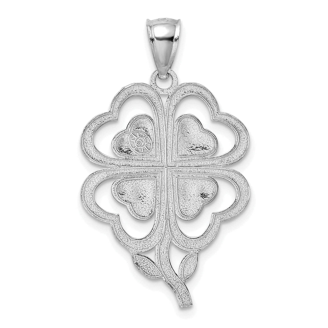 Lovely Rita's Pendants & Charms 14K White Gold Open Back Polished Finish 4-Leaf Clover With Heart Design Charm Pendant