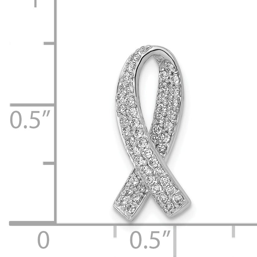 Lovely Rita's Pendants & Charms 14k White Gold Open Back Polished Finish Awareness Ribbon 0.3-ct Diamond Slide Pendant will not fit Omega Chain