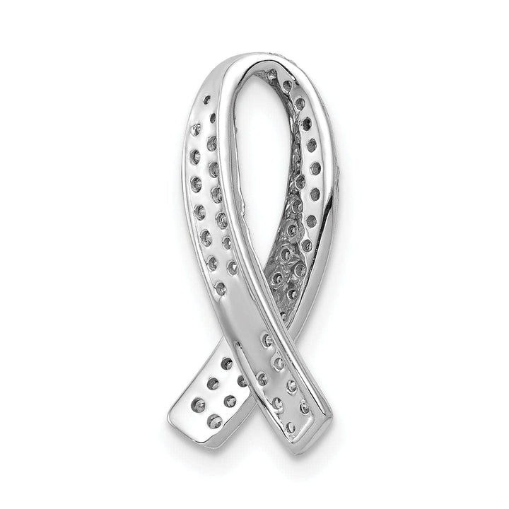 Lovely Rita's Pendants & Charms 14k White Gold Open Back Polished Finish Awareness Ribbon 0.3-ct Diamond Slide Pendant will not fit Omega Chain