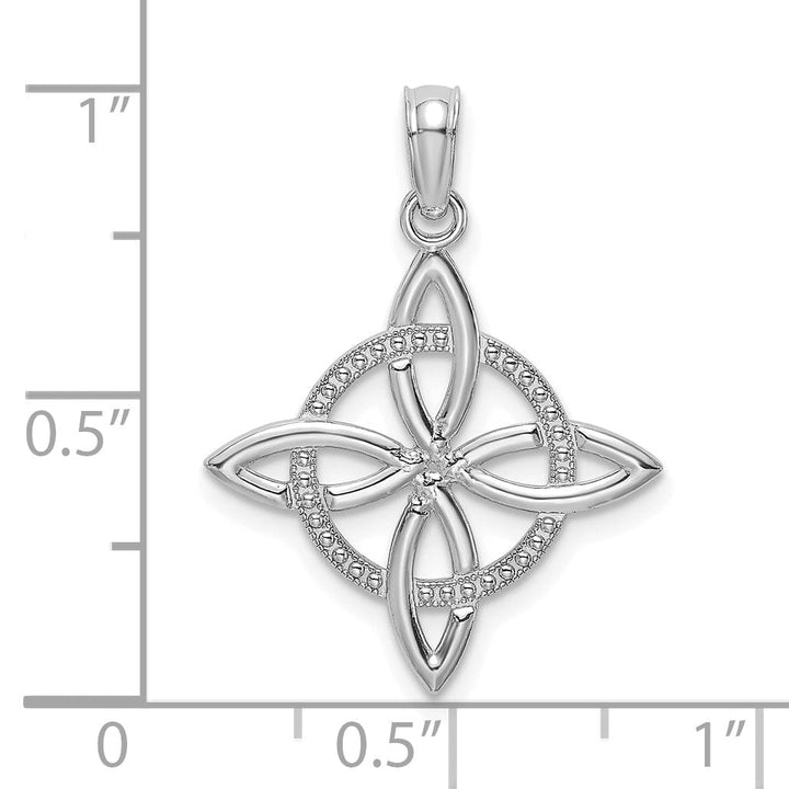 Lovely Rita's Pendants & Charms 14k White Gold Open Back Polished Finish Beaded Small Celtic Eternity Knot Design Charm Pendant