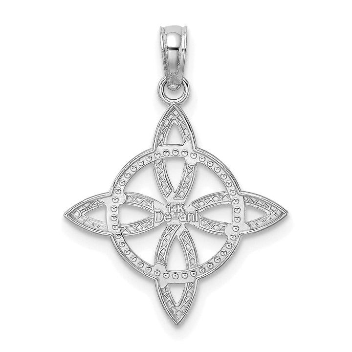 Lovely Rita's Pendants & Charms 14k White Gold Open Back Polished Finish Beaded Small Celtic Eternity Knot Design Charm Pendant