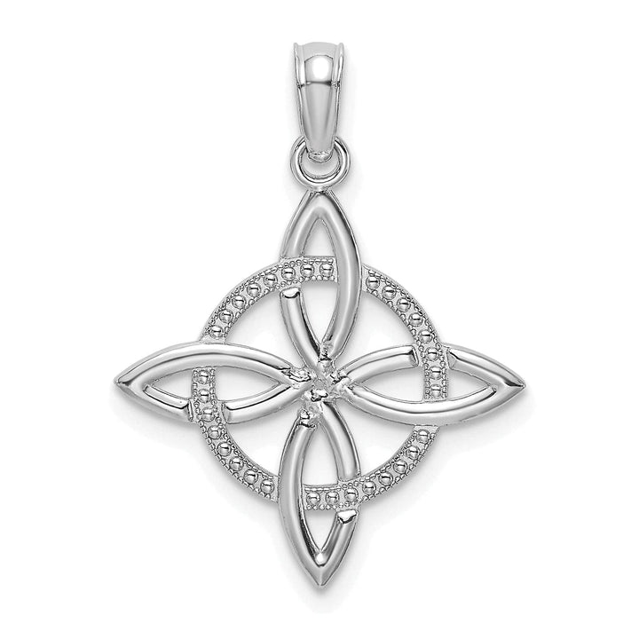 Lovely Rita's Pendants & Charms 14k White Gold Open Back Polished Finish Beaded Small Celtic Eternity Knot Design Charm Pendant