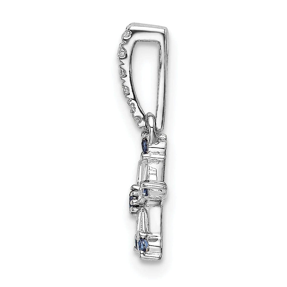 Lovely Rita's Pendants & Charms 14k White Gold Open Back Polished Finish Blue Sapphire and Diamond Star Charm Pendant