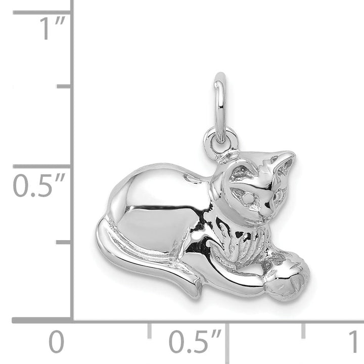 Lovely Rita's Pendants & Charms 14k White Gold Open Back Polished Finish Cat Playing with Ball Design Charm Pendant