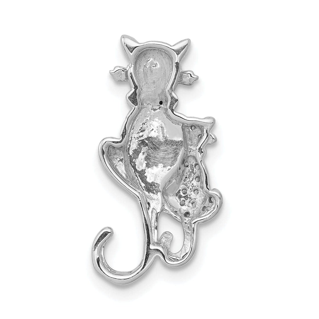 Lovely Rita's Pendants & Charms 14k White Gold Open Back Polished Finish White and Black Accent 0.075CT Diamond Two Cats Sitting Chain Slide Pendant will not fit Omrga Chain