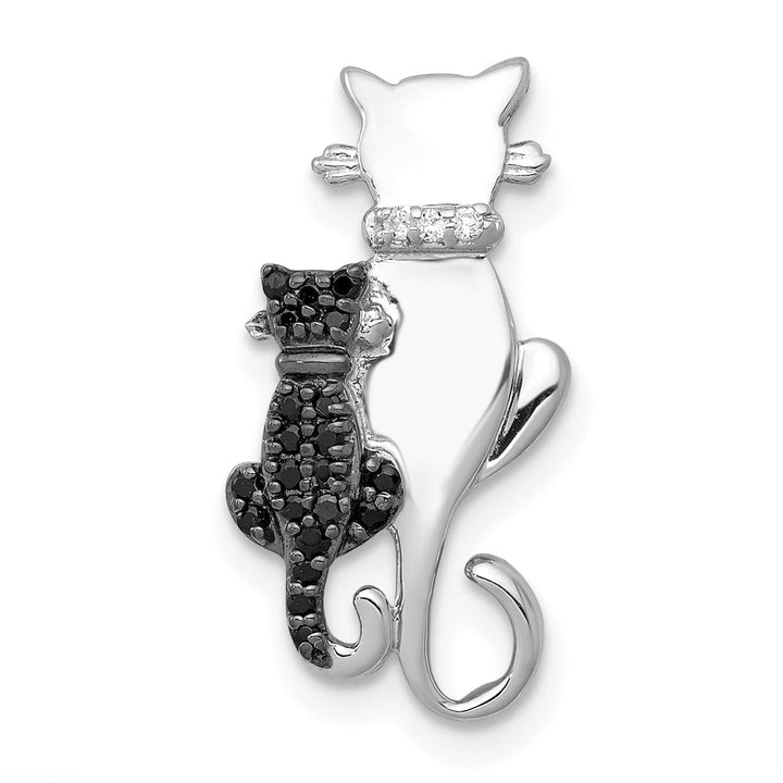 Lovely Rita's Pendants & Charms 14k White Gold Open Back Polished Finish White and Black Accent 0.075CT Diamond Two Cats Sitting Chain Slide Pendant will not fit Omrga Chain