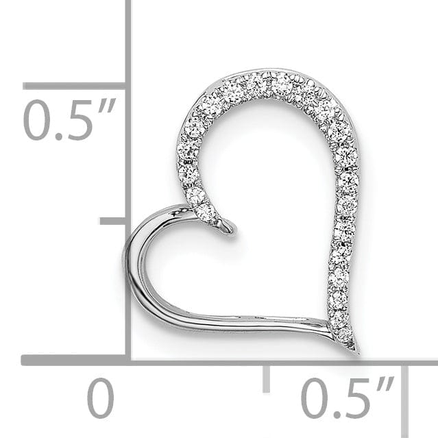 Lovely Rita's Pendants & Charms 14k White Gold Open Back Polished Finish Women's Round Diamond 0.092-ctw Heart Design Chain Slide Pendant will not fit Omega