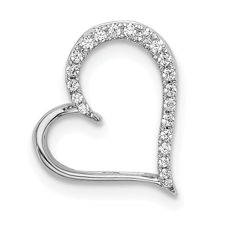 Lovely Rita's Pendants & Charms 14k White Gold Open Back Polished Finish Women's Round Diamond 0.092-ctw Heart Design Chain Slide Pendant will not fit Omega