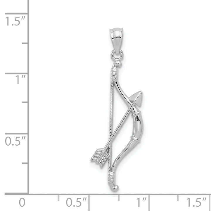 Lovely Rita's Pendants & Charms 14k White Gold Open Back Polished Textured Finish Bow and Arrow Charm Pendant