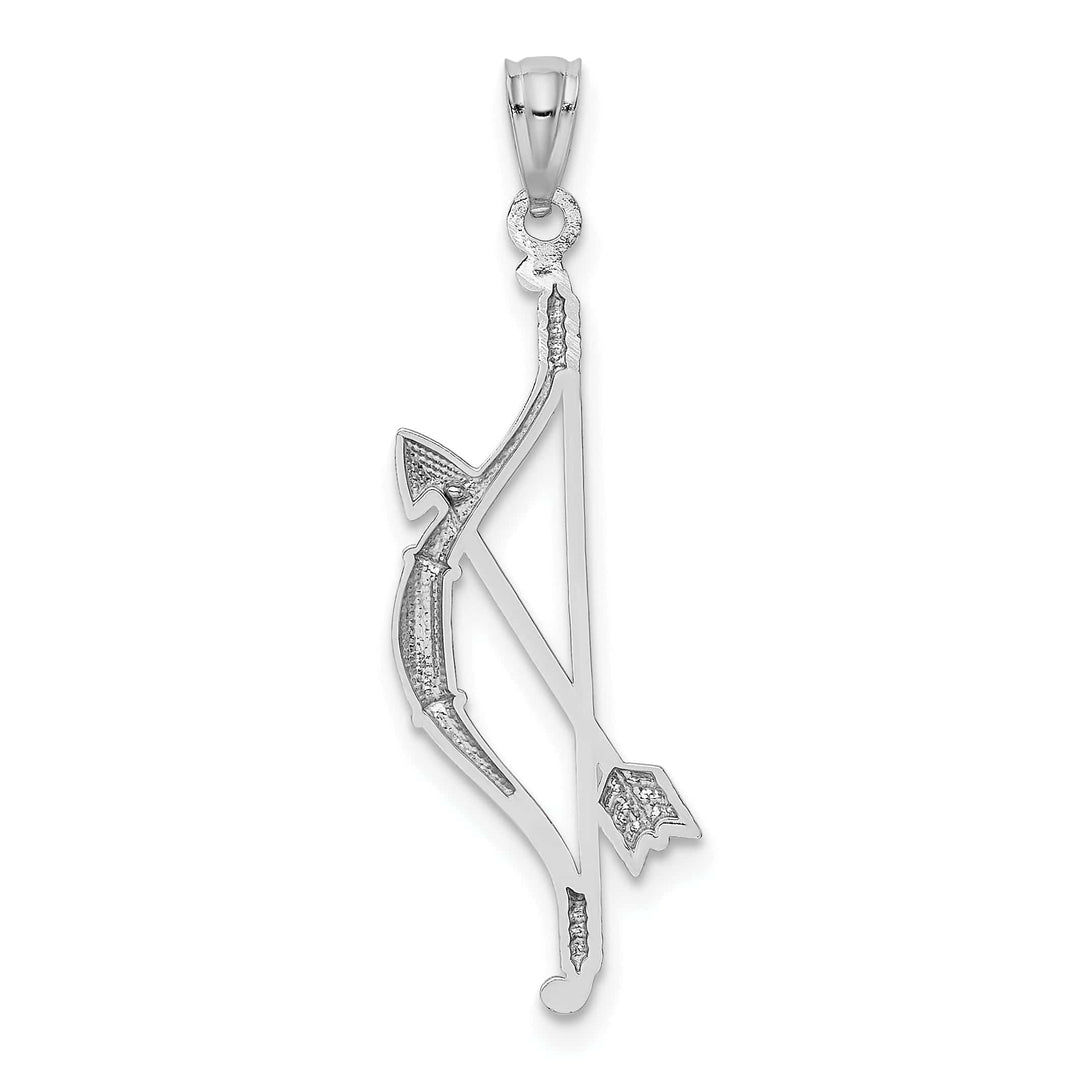 Lovely Rita's Pendants & Charms 14k White Gold Open Back Polished Textured Finish Bow and Arrow Charm Pendant
