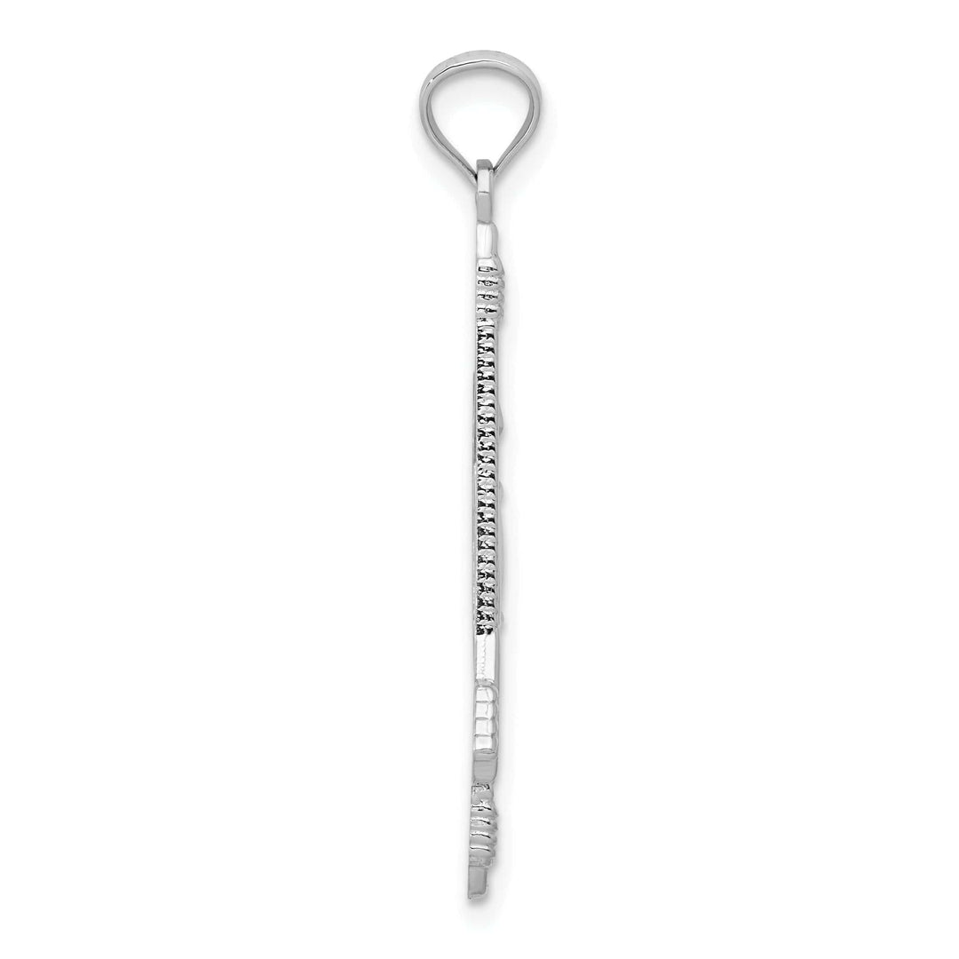 Lovely Rita's Pendants & Charms 14k White Gold Open Back Polished Textured Finish Bow and Arrow Charm Pendant