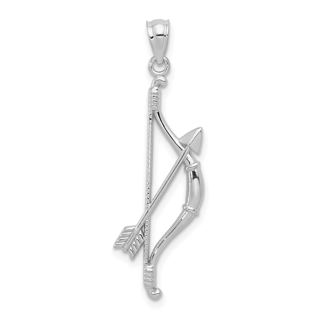 Lovely Rita's Pendants & Charms 14k White Gold Open Back Polished Textured Finish Bow and Arrow Charm Pendant