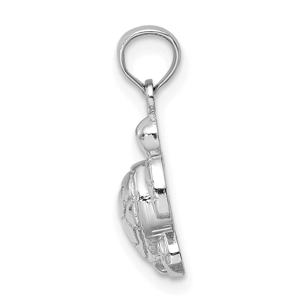Lovely Rita's Pendants & Charms 14K White Gold Open Back Solid Casted Textured Polished Finish Mini Sea Turtle Charm Pendant