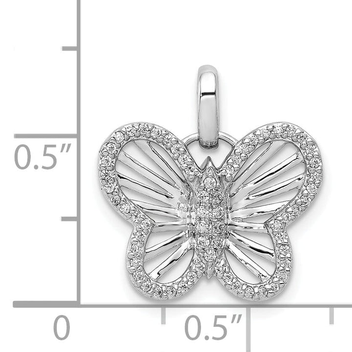 Lovely Rita's Pendants & Charms 14k White Gold Open Back Solid Polished Finish 0.19ct Diamond Butterfly Charm Pendant