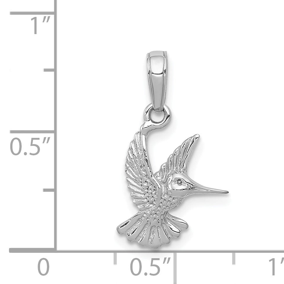 Lovely Rita's Pendants & Charms 14k White Gold Open Back Solid Polished Finish Flying Hummingbird Charm Pendant