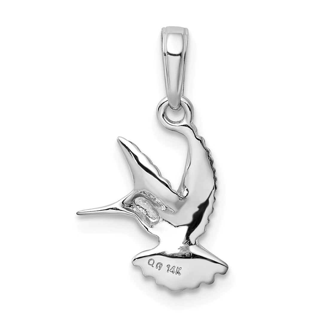 Lovely Rita's Pendants & Charms 14k White Gold Open Back Solid Polished Finish Flying Hummingbird Charm Pendant