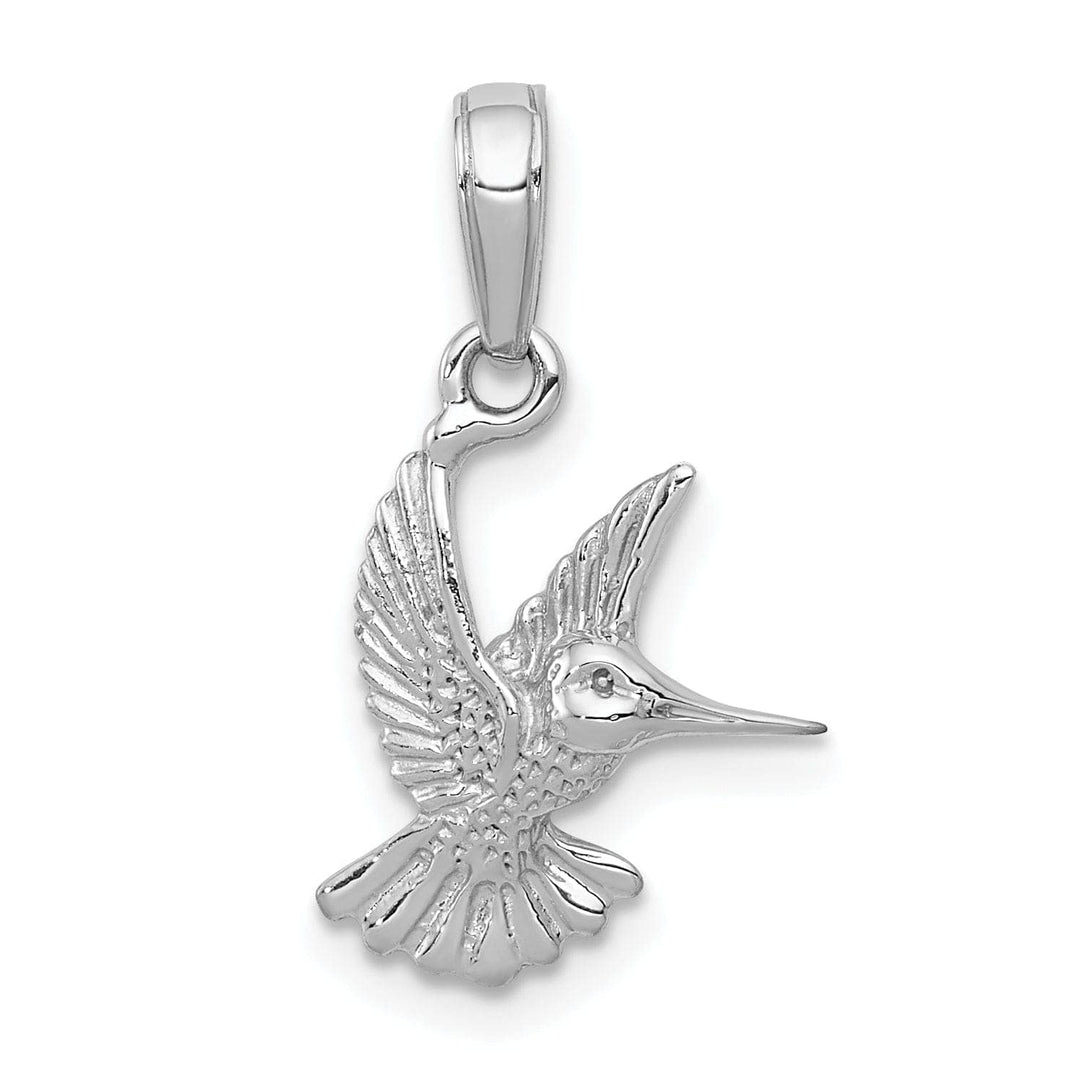 Lovely Rita's Pendants & Charms 14k White Gold Open Back Solid Polished Finish Flying Hummingbird Charm Pendant