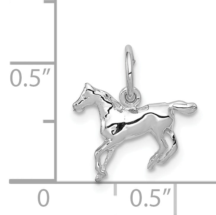 Lovely Rita's Pendants & Charms 14k White Gold Open Back Solid Polished Finish Horse Charm Pendant