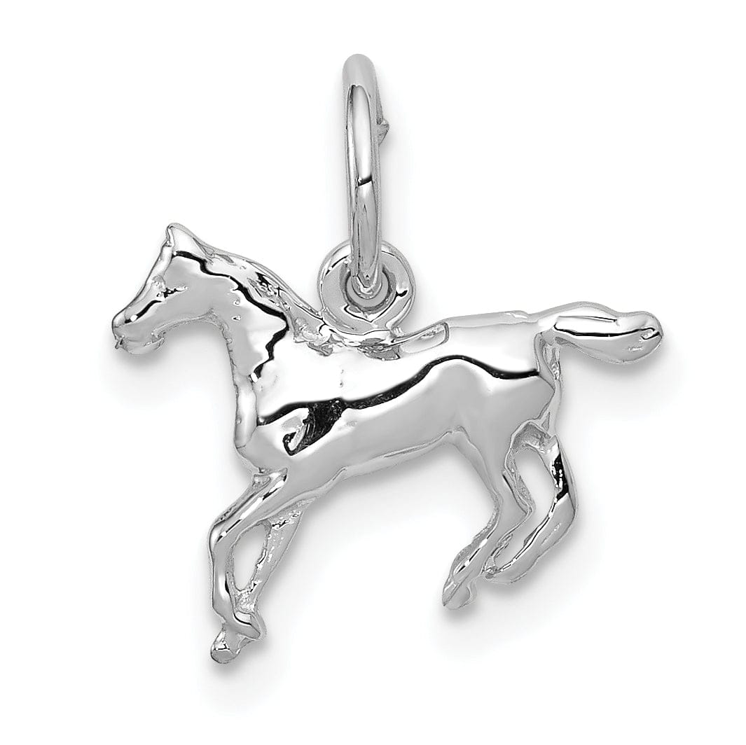 Lovely Rita's Pendants & Charms 14k White Gold Open Back Solid Polished Finish Horse Charm Pendant