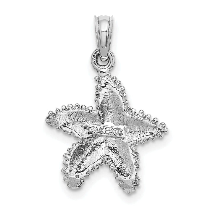 Lovely Rita's Pendants & Charms 14K White Gold Open Back Solid Texture Polished Finish Beaded Design Starfish Charm Pendant