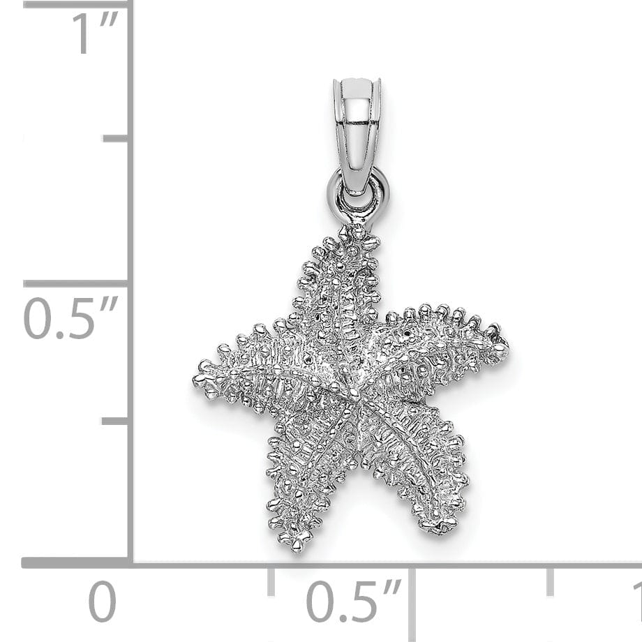 Lovely Rita's Pendants & Charms 14K White Gold Open Back Solid Texture Polished Finish Beaded Design Starfish Charm Pendant
