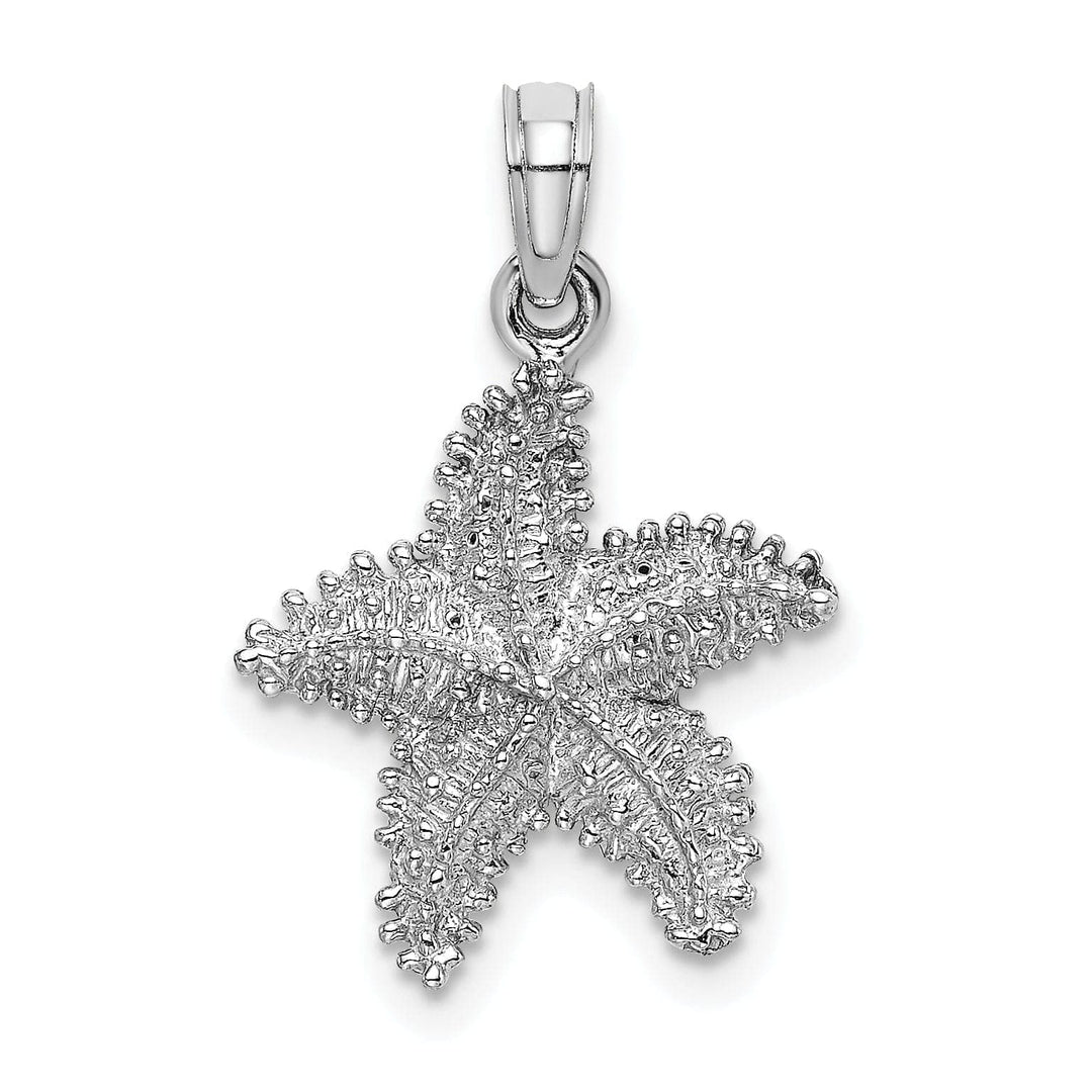 Lovely Rita's Pendants & Charms 14K White Gold Open Back Solid Texture Polished Finish Beaded Design Starfish Charm Pendant