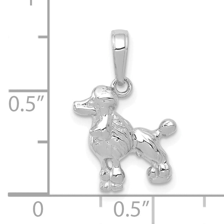 Lovely Rita's Pendants & Charms 14k White Gold Open Back Solid Textured Polished Finish Poodle Dog Charm Pendant