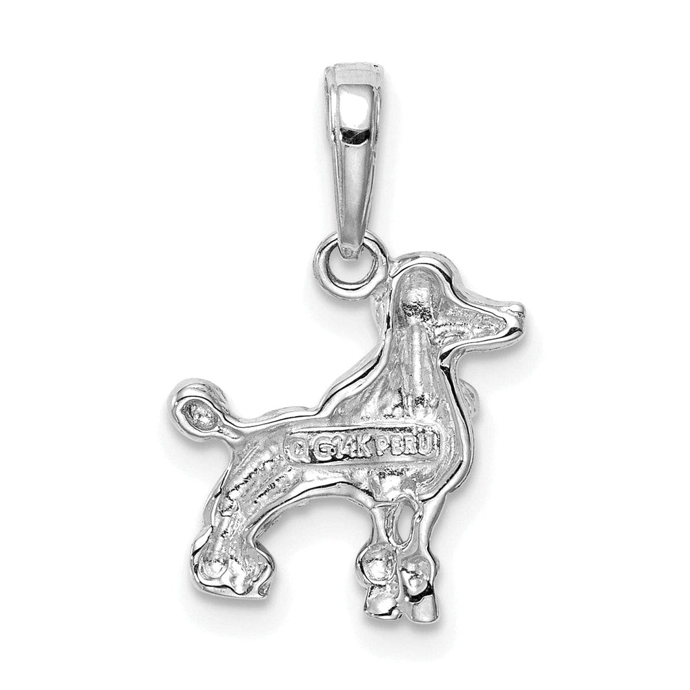 Lovely Rita's Pendants & Charms 14k White Gold Open Back Solid Textured Polished Finish Poodle Dog Charm Pendant