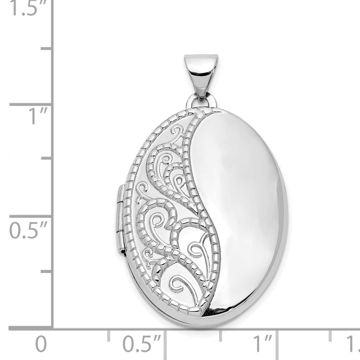 Lovely Rita's Pendants & Charms 14k White Gold Oval 1/2 Hand Engraved Locket